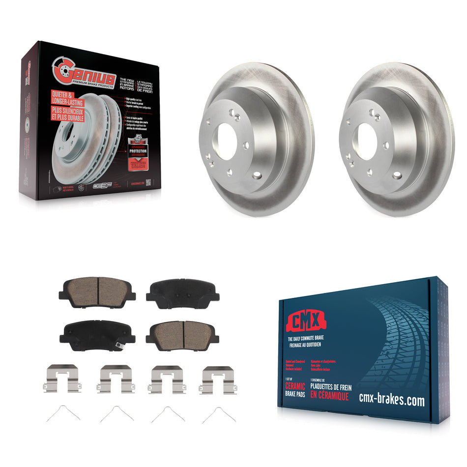 Rear Coated Disc Brake Rotors & Ceramic Pad Kit For Kia Sorento Hyundai Santa Fe Sport XL KGC-101821