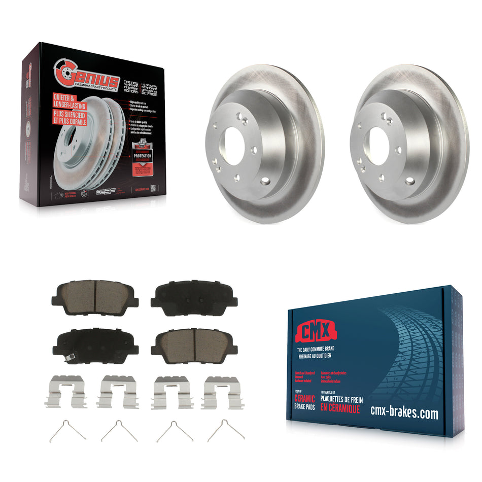 Rear Coated Disc Brake Rotors And Ceramic Pads Kit For 2014-2015 Kia Sorento With Red Painted Calipers KGC-101824