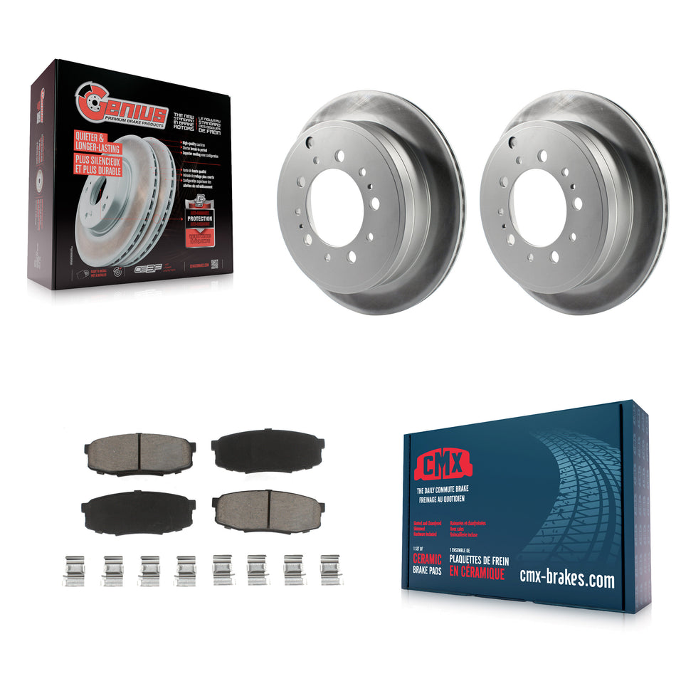 Rear Coated Disc Brake Rotors And Ceramic Pads Kit For Toyota Tundra Sequoia Lexus LX570 Land Cruiser KGC-101825