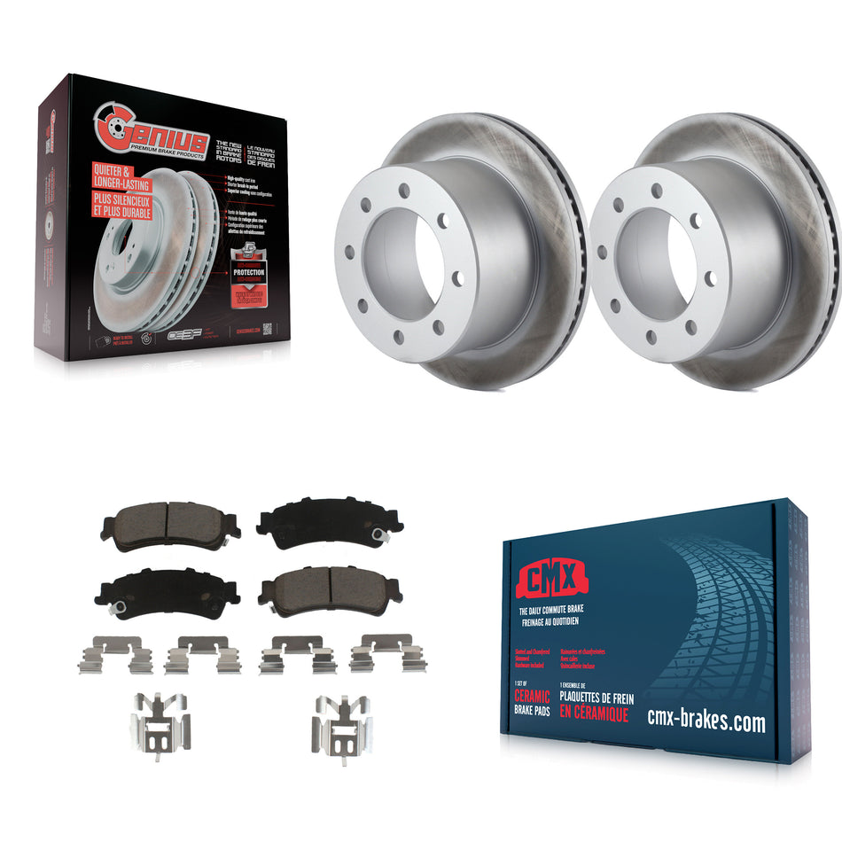 Rear Coated Disc Brake Rotors And Ceramic Pads Kit For 2001-2001 Chevrolet Silverado 3500 GMC Sierra KGC-101878