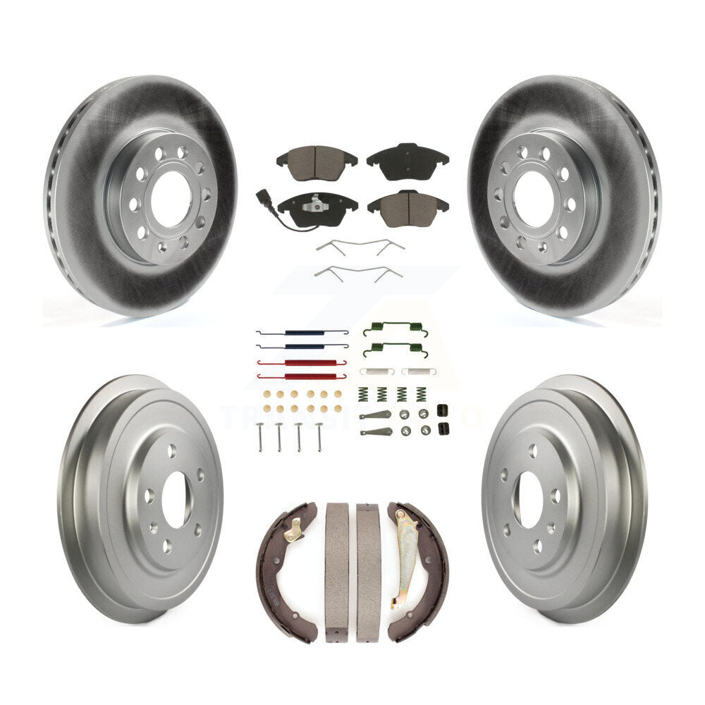 Front Rear Coated Disc Brake Rotors Ceramic Pads And Drum Kit (7Pc) For Volkswagen Jetta KGC-101891