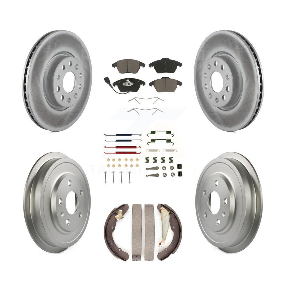 Front Rear Coated Disc Brake Rotors Ceramic Pads And Drum Kit (7Pc) For Volkswagen Jetta KGC-101892