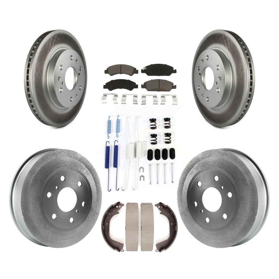 Front Rear Coated Disc Brake Rotors Ceramic Pads And Drum Kit (7Pc) For Chevrolet Silverado 1500 GMC Sierra KGC-101895