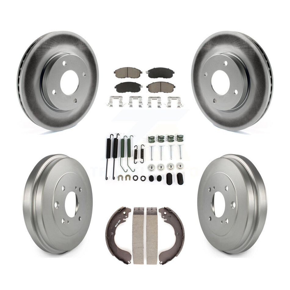 Front Rear Coated Disc Brake Rotors Ceramic Pads And Drum Kit (7Pc) For Nissan Sentra Versa Cube KGC-101901