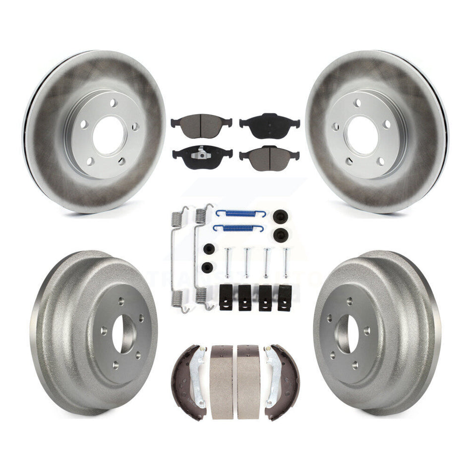 Front Rear Coated Disc Brake Rotors Ceramic Pads And Drum Kit (7Pc) For 2010-2013 Ford Connect KGC-101902
