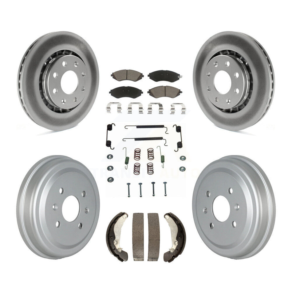 Front Rear Coated Disc Brake Rotors Ceramic Pads And Drum Kit (7Pc) For Chevrolet Aveo Spark Aveo5 Pontiac G3 Suzuki Wave Wave5 Swift+ KGC-101905