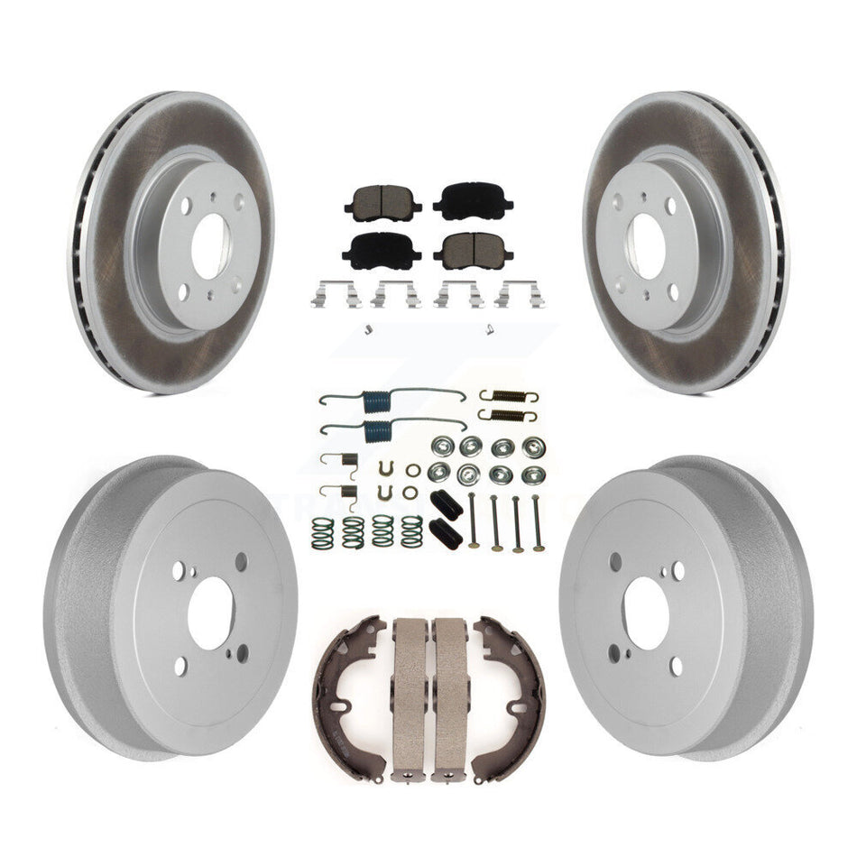 Front Rear Coated Disc Brake Rotors Ceramic Pads And Drum Kit (7Pc) For Toyota Corolla KGC-101909