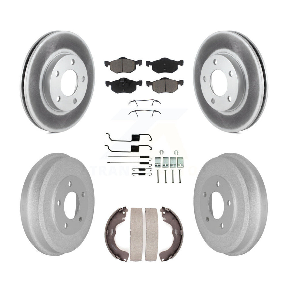 Front Rear Coated Disc Brake Rotors Ceramic Pads And Drum Kit (7Pc) For Ford Escape Mazda Tribute Mercury Mariner KGC-101919