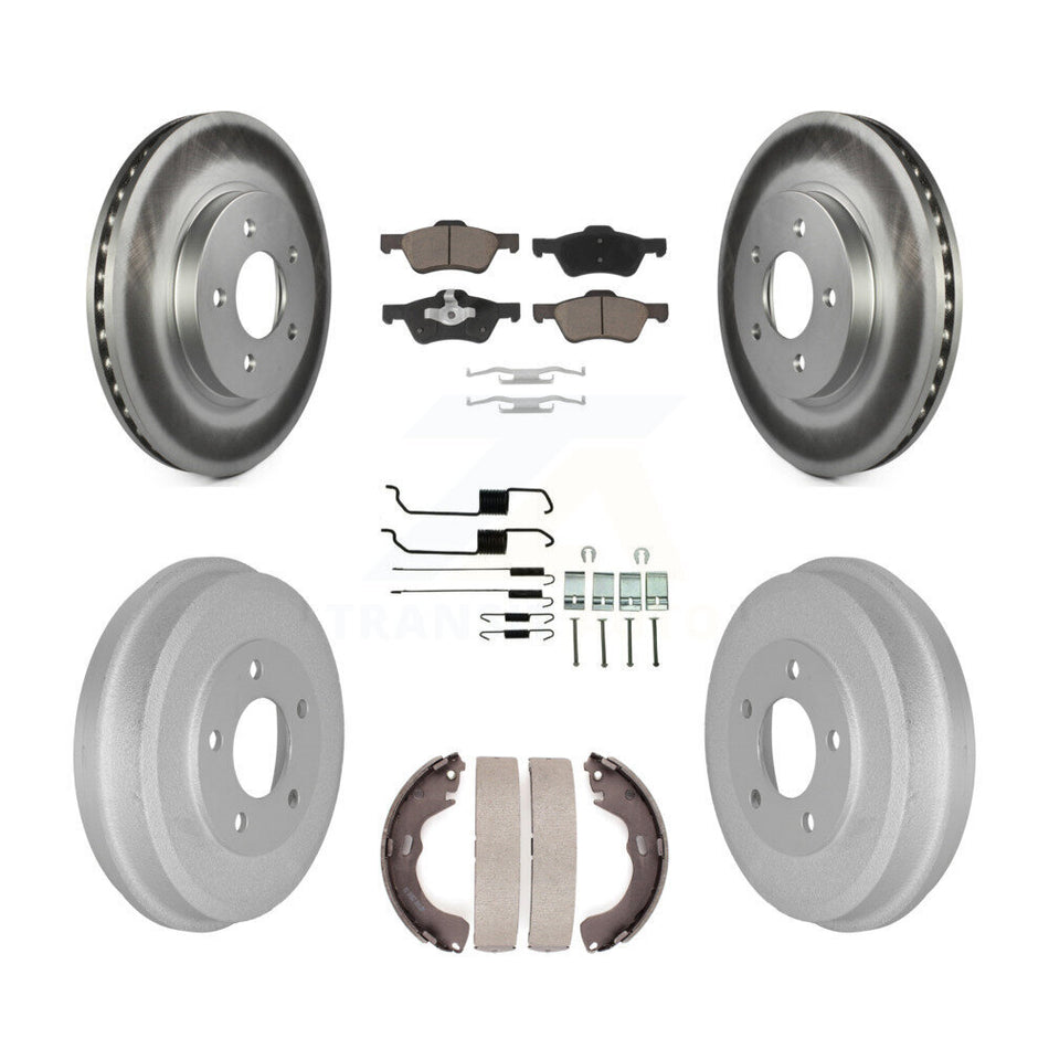 Front Rear Coated Disc Brake Rotors Ceramic Pads And Drum Kit (7Pc) For Ford Escape Mercury Mariner KGC-101920