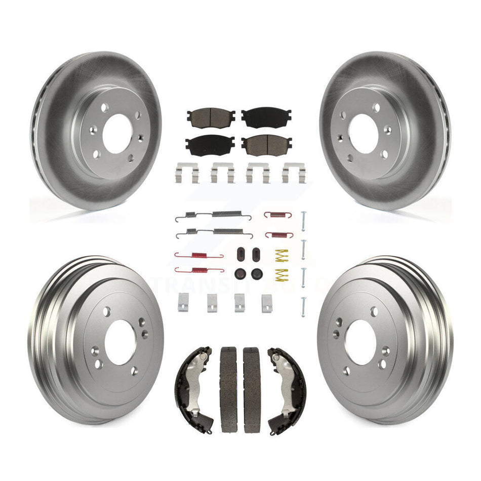 Front Rear Coated Disc Brake Rotors Ceramic Pads And Drum Kit (7Pc) For Hyundai Accent Kia Rio Rio5 KGC-101927