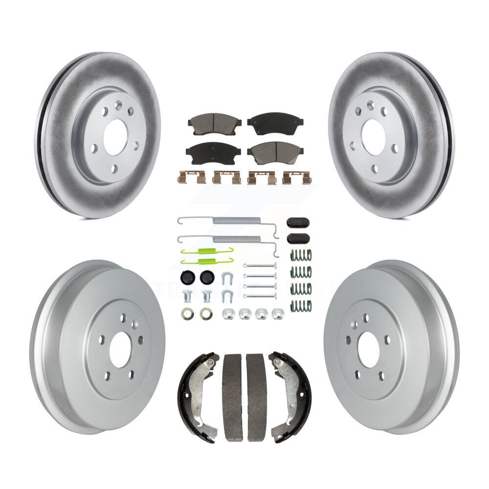 Front Rear Coated Disc Brake Rotor Ceramic Pad Drum Kit (7Pc) For Chevrolet Cruze Limited KGC-101932