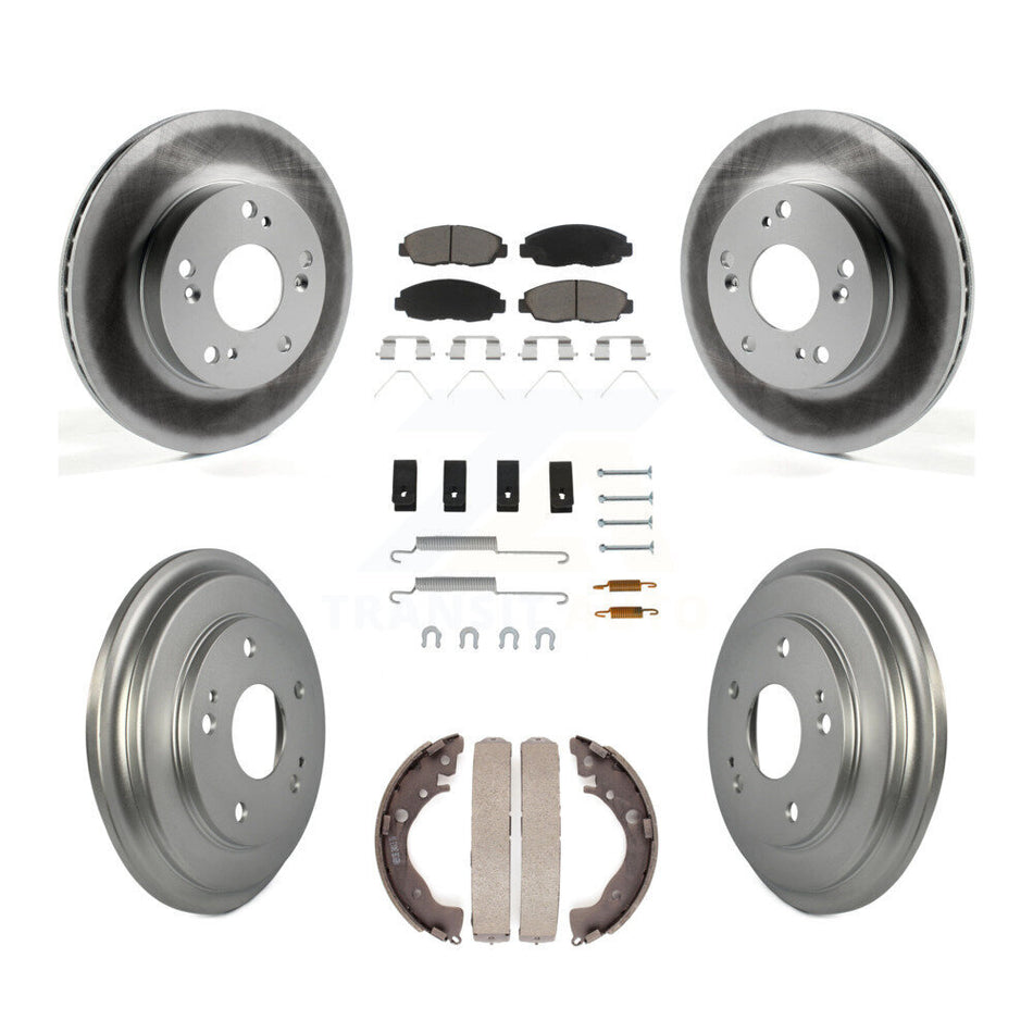Front Rear Coated Disc Brake Rotors Ceramic Pads And Drum Kit (7Pc) For Honda Civic KGC-101937