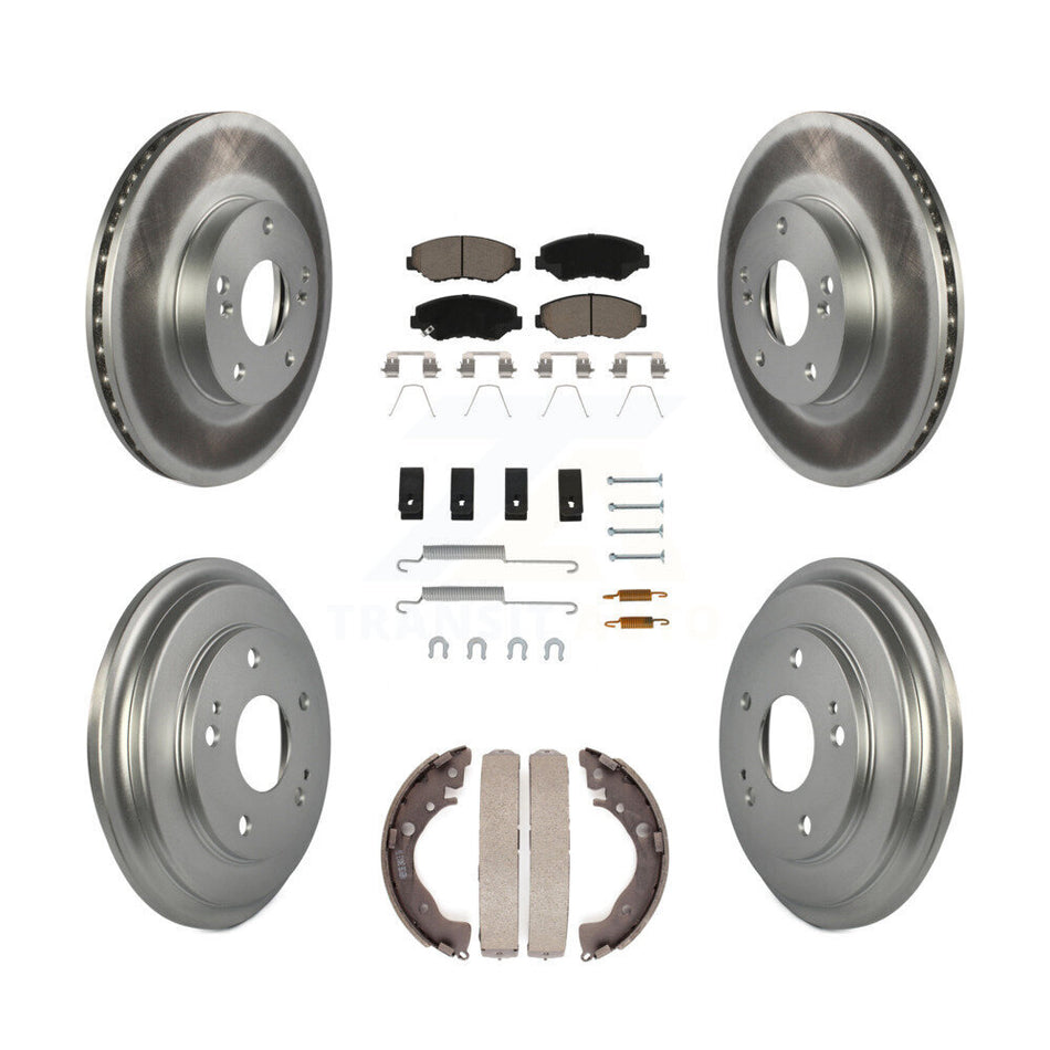 Front Rear Coated Disc Brake Rotors Ceramic Pads And Drum Kit (7Pc) For Honda Civic KGC-101938