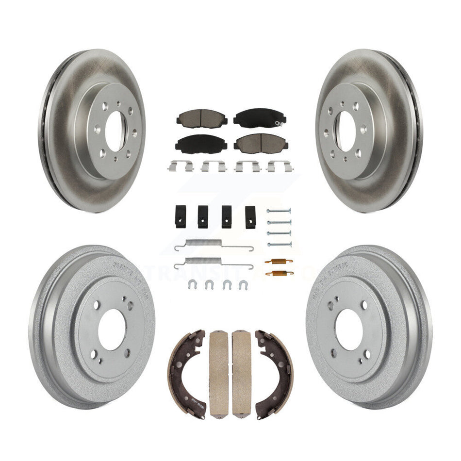 Front Rear Coated Disc Brake Rotors Ceramic Pads And Drum Kit (7Pc) For Honda Civic KGC-101940