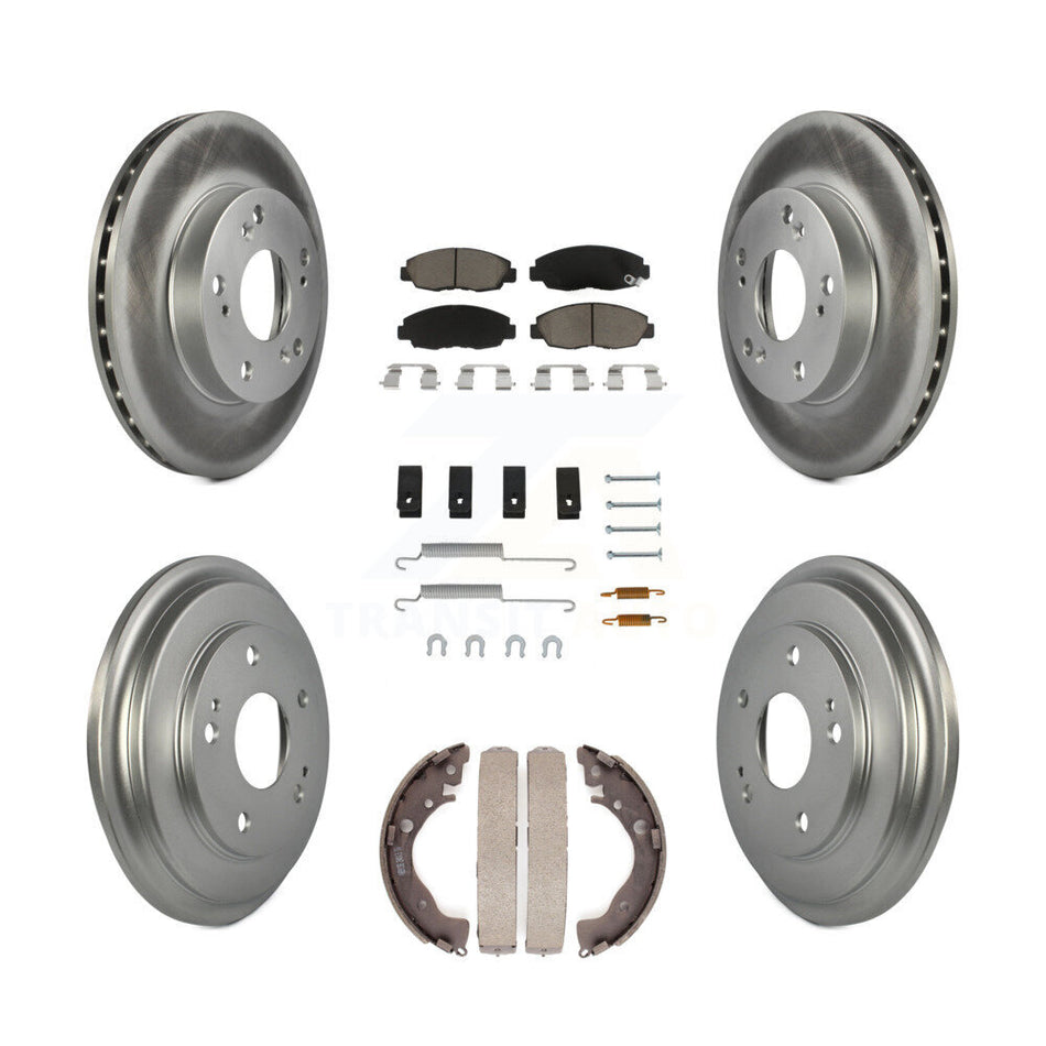 Front Rear Coated Disc Brake Rotors Ceramic Pads And Drum Kit (7Pc) For Honda Civic KGC-101942