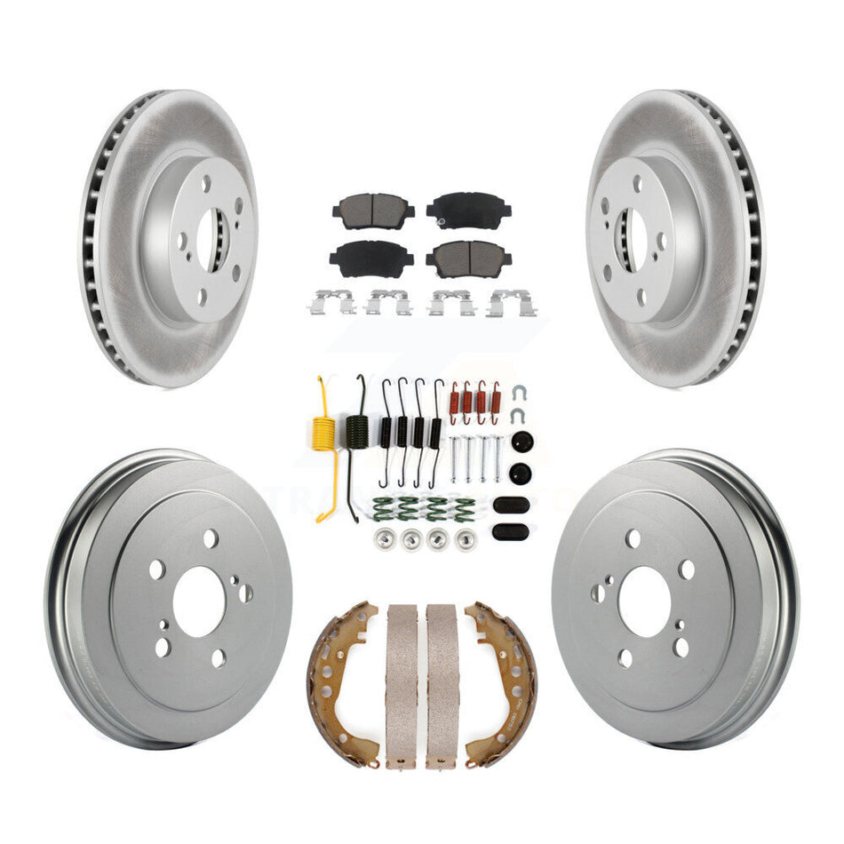 Front Rear Coated Disc Brake Rotors Ceramic Pads And Drum Kit (7Pc) For 2004-2007 Toyota Prius KGC-101946