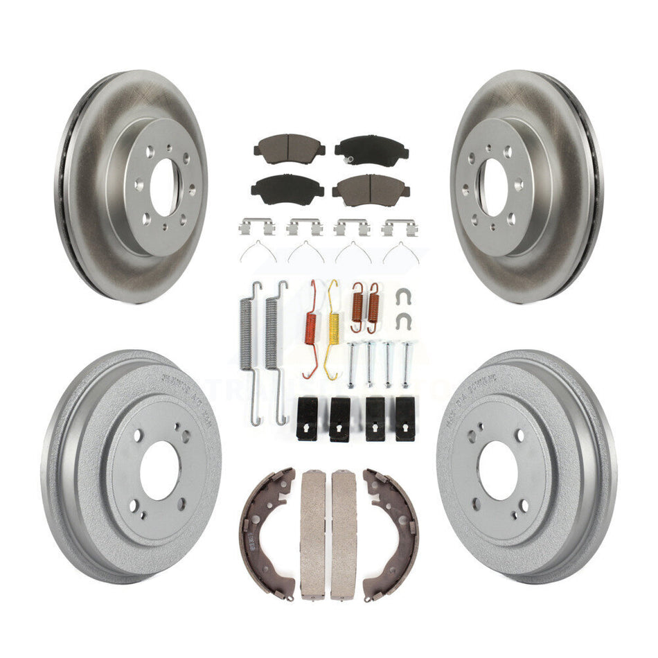 Front Rear Coated Disc Brake Rotors Ceramic Pads And Drum Kit (7Pc) For Honda Fit KGC-101947
