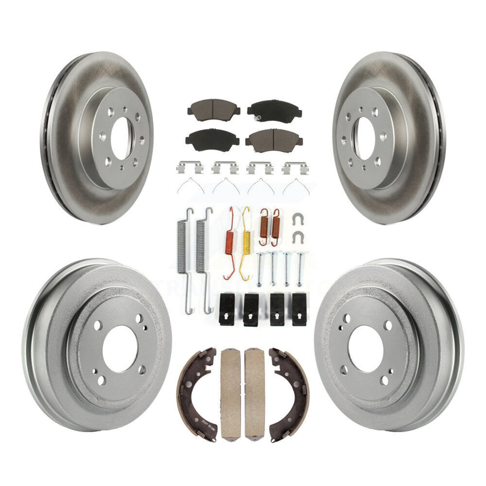 Front Rear Coated Disc Brake Rotors Ceramic Pads And Drum Kit (7Pc) For 2007-2008 Honda Fit KGC-101948
