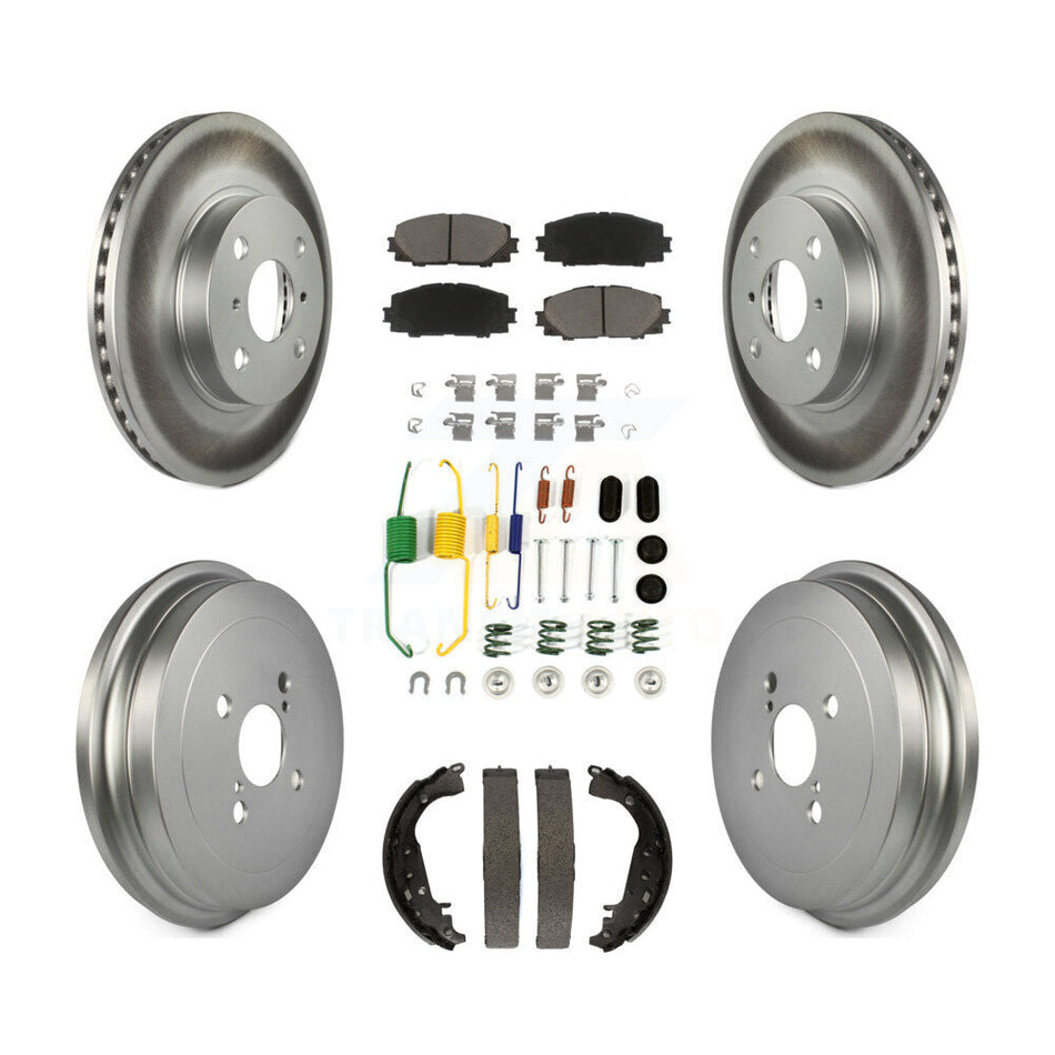 Front Rear Coated Disc Brake Rotors Ceramic Pads And Drum Kit (7Pc) For Toyota Yaris KGC-101950