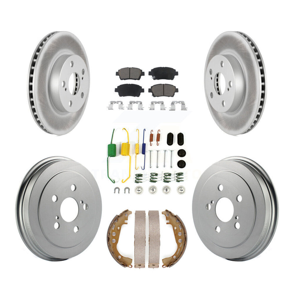 Front Rear Coated Disc Brake Rotors Ceramic Pads And Drum Kit (7Pc) For 2008 Toyota Prius KGC-101951