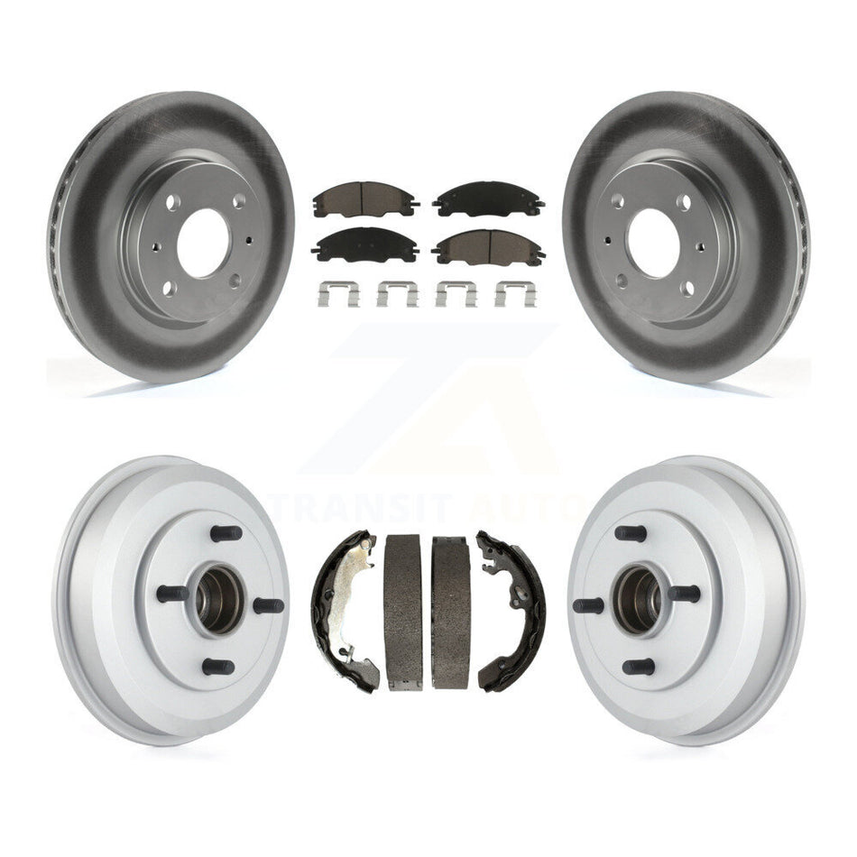 Front Rear Coated Disc Brake Rotors Ceramic Pads And Drum Kit For 2008 Ford Focus Wheel Bearing Includes KGC-101972