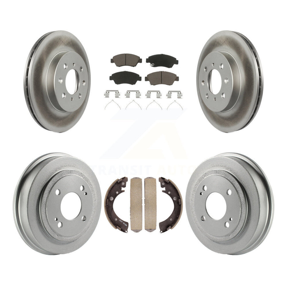 Front Rear Coated Disc Brake Rotors Ceramic Pads And Drum Kit For 2007-2008 Honda Fit KGC-101978