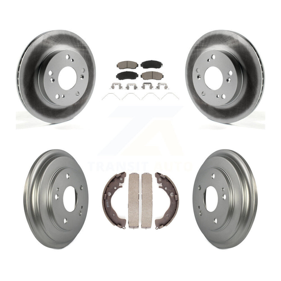 Front Rear Coated Disc Brake Rotors Ceramic Pads And Drum Kit For 2015 Honda Civic LX with Manual transmission KGC-101986