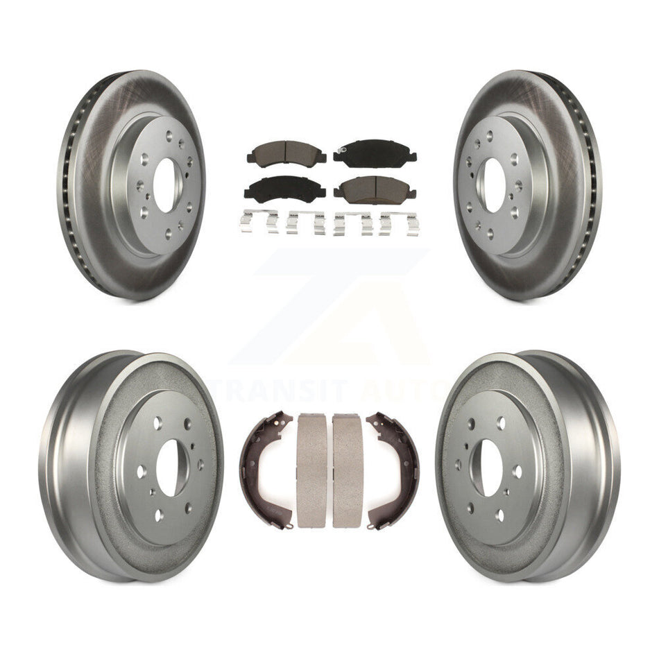 Front Rear Coated Disc Brake Rotors Ceramic Pads And Drum Kit For 2008-2008 Chevrolet Silverado 1500 GMC Sierra With Vehicles Using Hold Down Pins KGC-102010