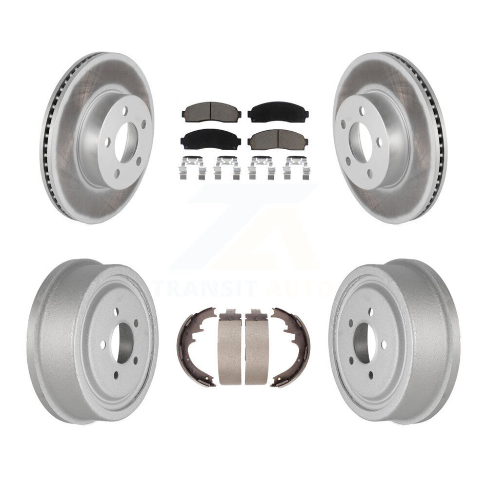 Front Rear Coated Disc Brake Rotors Ceramic Pads And Drum Kit For Ford Ranger Mazda B4000 With 10" Diameter KGC-102012