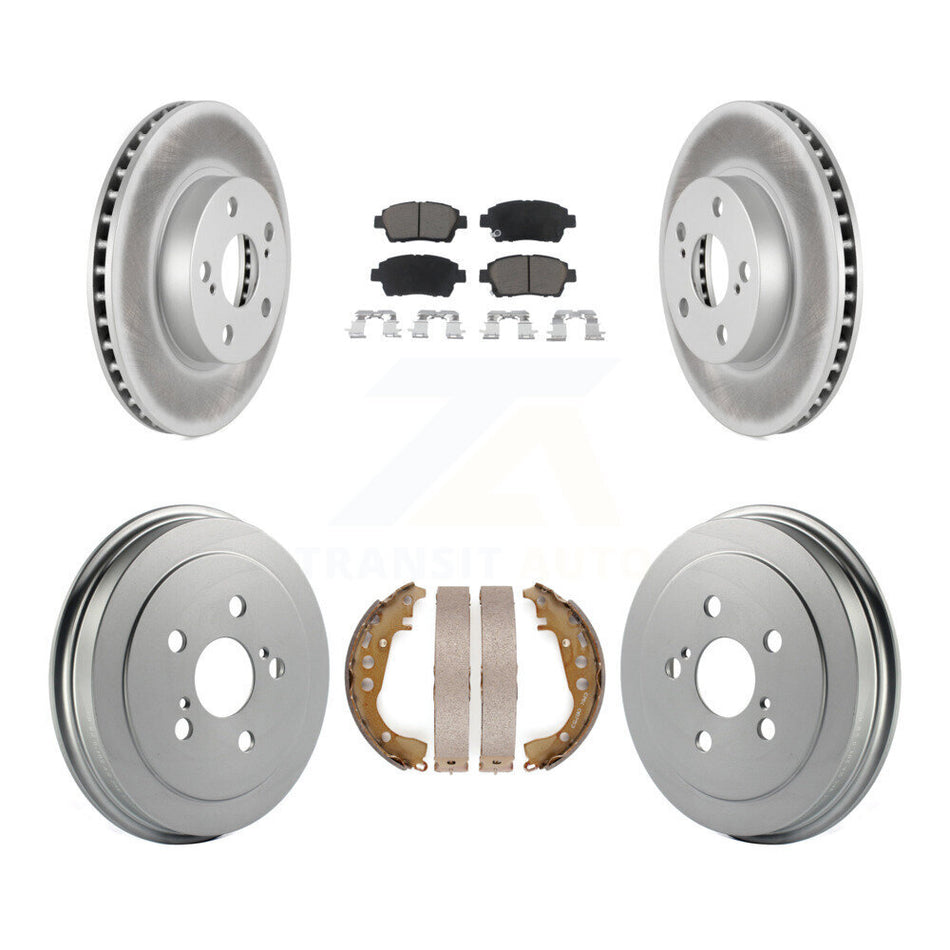 Front Rear Coated Disc Brake Rotors Ceramic Pads And Drum Kit For 2004-2008 Toyota Prius KGC-102014