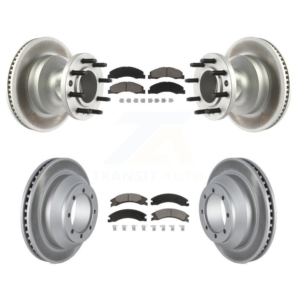 Front Rear Coated Disc Brake Rotors And Ceramic Pads Kit For Ford E-350 Super Duty Econoline With Dual Wheels KGC-102025