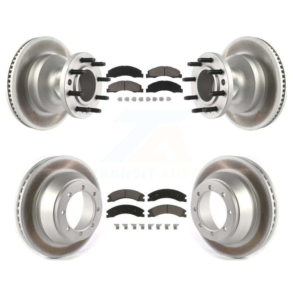 Front Rear Coated Disc Brake Rotors And Ceramic Pads Kit For Ford E-450 Super Duty KGC-102026