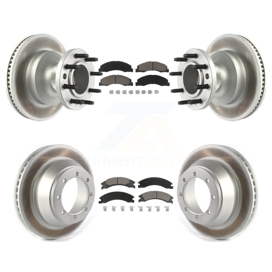 Front Rear Coated Disc Brake Rotors And Ceramic Pads Kit For 2009-2010 Ford E-450 Super Duty DIESEL engine With Dual Wheels KGC-102028