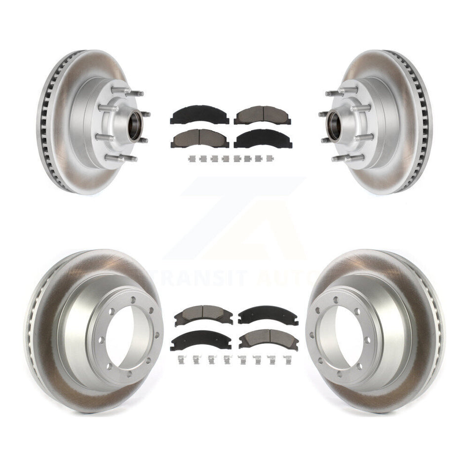 Front Rear Coated Disc Brake Rotors And Ceramic Pads Kit For 2009-2010 Ford E-450 Super Duty DIESEL engine With Single Wheels KGC-102029