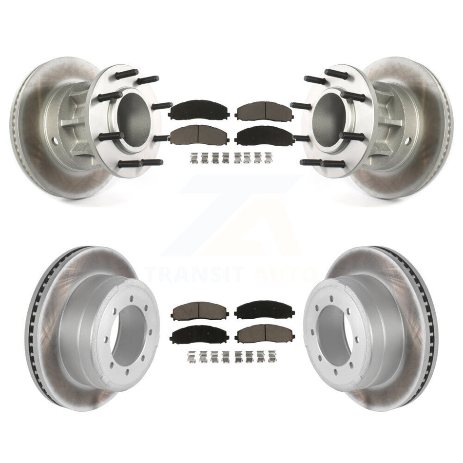 Front Rear Coated Disc Brake Rotors And Ceramic Pads Kit For Ford F-350 Super Duty F-250 With Dual Wheels KGC-102037