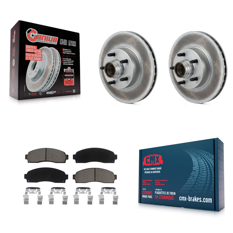 Front Coated Disc Brake Rotors Hub Assembly And Ceramic Pads Kit For 2010-2011 Ford Ranger RWD KGC-102046