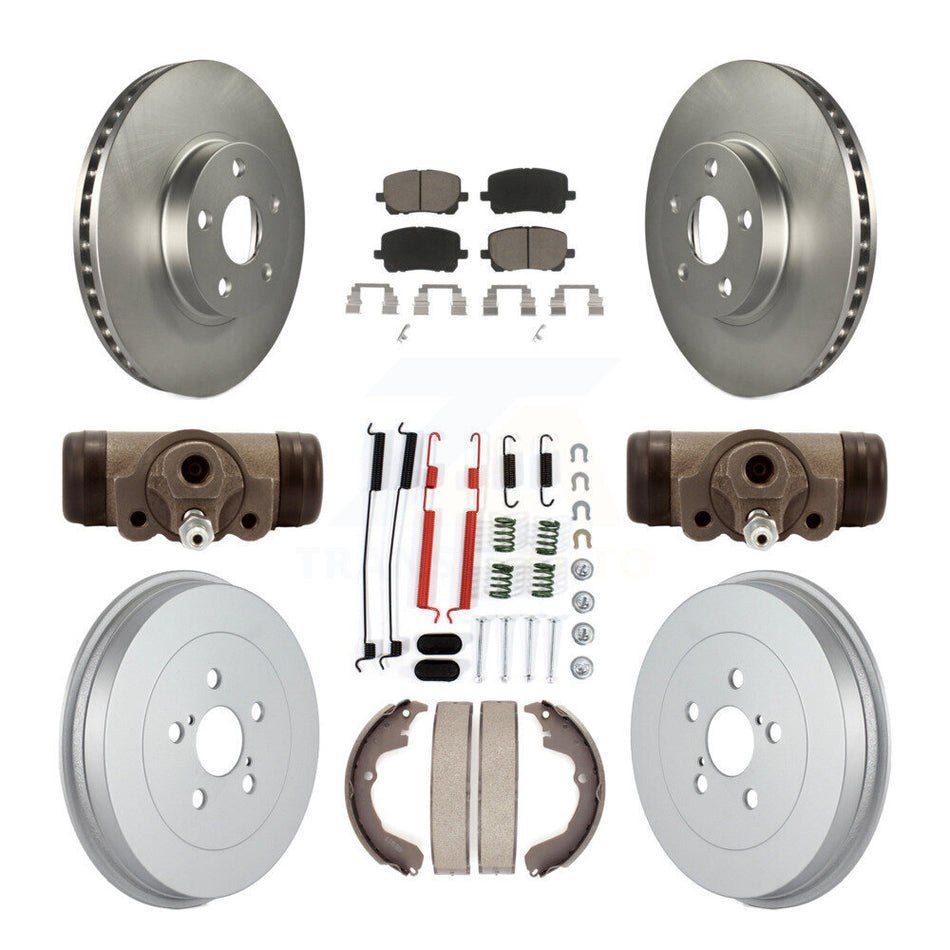 Front Rear Coated Disc Brake Rotors Ceramic Pads And Drum Kit (9Pc) For Toyota Matrix Pontiac Vibe KGC-102059