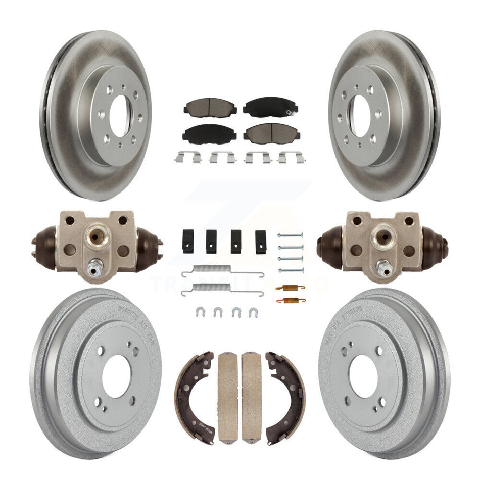 Front Rear Coated Disc Brake Rotors Ceramic Pads And Drum Kit (9Pc) For Honda Civic KGC-102063