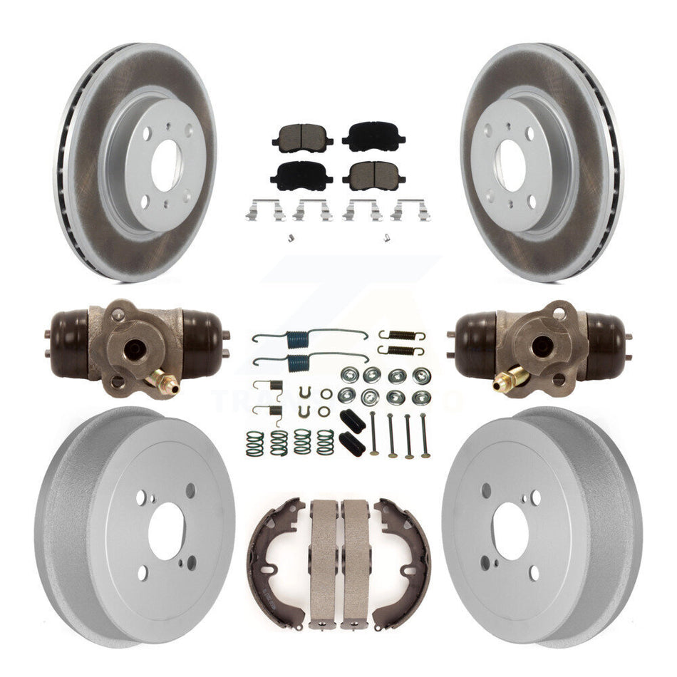 Front Rear Coated Disc Brake Rotors Ceramic Pads And Drum Kit (9Pc) For Toyota Corolla Non-ABS KGC-102067