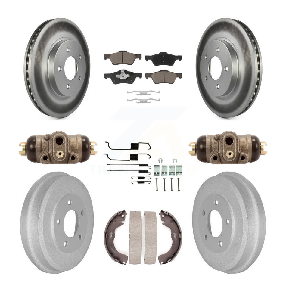 Front Rear Coated Disc Brake Rotors Ceramic Pads And Drum Kit (9Pc) For Ford Escape Mercury Mariner KGC-102072