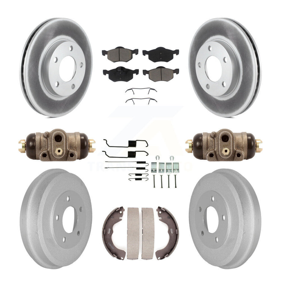 Front Rear Coated Disc Brake Rotors Ceramic Pads And Drum Kit (9Pc) For Ford Escape Mazda Tribute Mercury Mariner KGC-102073