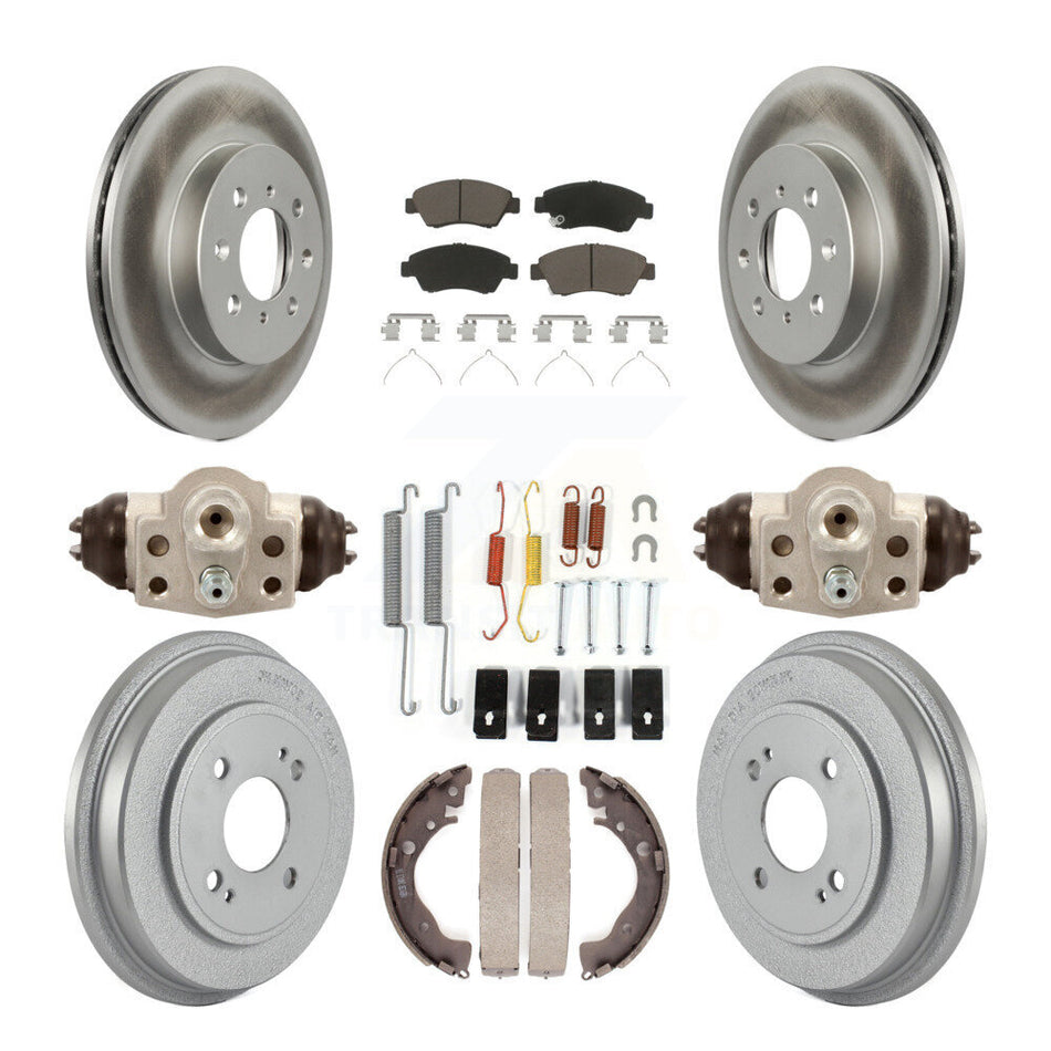 Front Rear Coated Disc Brake Rotors Ceramic Pads And Drum Kit (9Pc) For Honda Fit KGC-102076