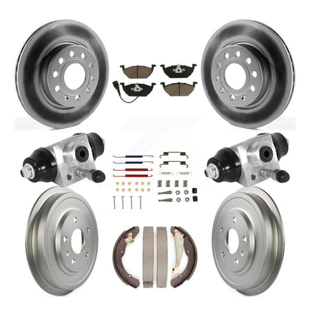 Front Rear Coated Disc Brake Rotors Ceramic Pads And Drum Kit (9Pc) For Volkswagen Jetta KGC-102077