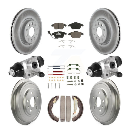 Front Rear Coated Disc Brake Rotors Ceramic Pads And Drum Kit (9Pc) For Volkswagen Jetta KGC-102078