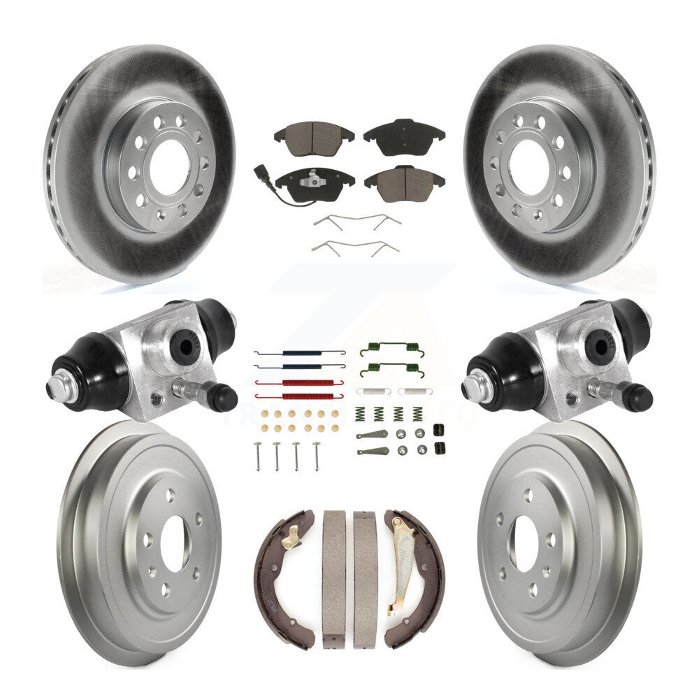 Front Rear Coated Disc Brake Rotors Ceramic Pads And Drum Kit (9Pc) For Volkswagen Jetta KGC-102079