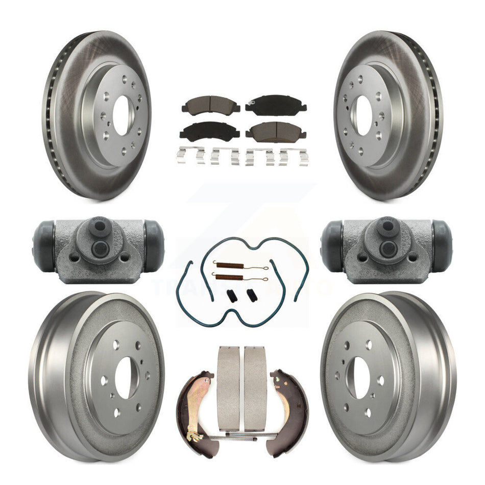 Front Rear Coated Disc Brake Rotors Ceramic Pads And Drum Kit (9Pc) For Chevrolet Silverado 1500 GMC Sierra Classic KGC-102091