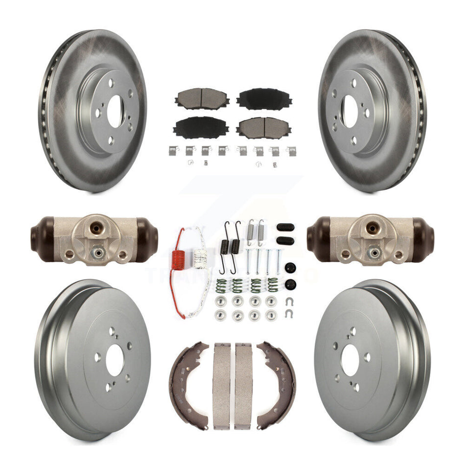 Front Rear Coated Disc Brake Rotors Ceramic Pads And Drum Kit (9Pc) For 2009-2013 Toyota Corolla KGC-102103