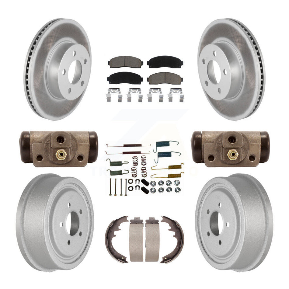 Front Rear Coated Disc Brake Rotors Ceramic Pads And Drum Kit (9Pc) For Ford Ranger Mazda B4000 With 10" Diameter KGC-102110