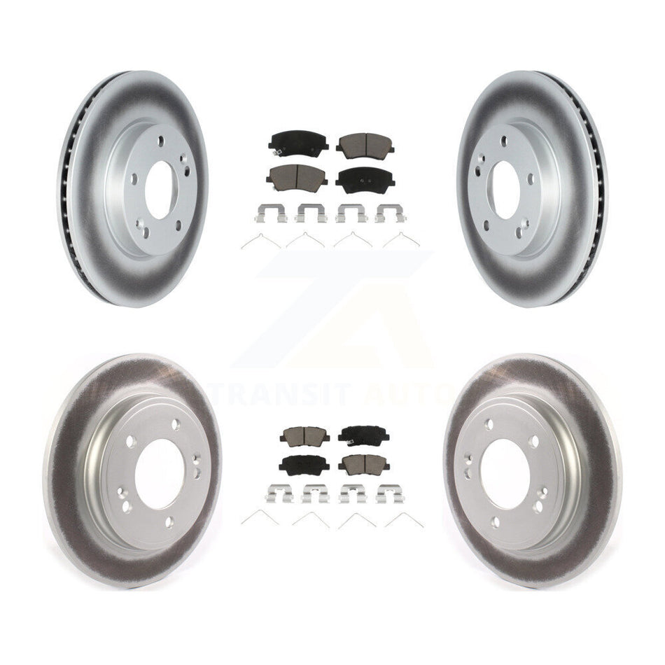 Front Rear Coated Disc Brake Rotors And Ceramic Pads Kit For Kia Niro Hyundai Ioniq KGC-102143