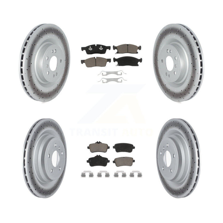 Front Rear Coated Disc Brake Rotors And Ceramic Pads Kit For 2016-2017 Mercedes-Benz GLE400 With AMG Package KGC-102159
